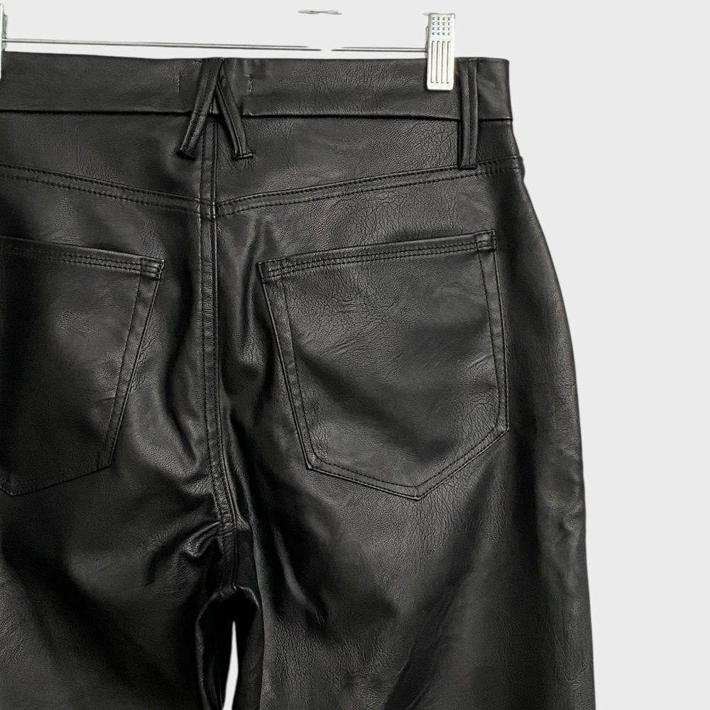 Good American Good Boy Faux Leather Pants Women's Size 6 Black Straight Leg - Picture 14 of 16